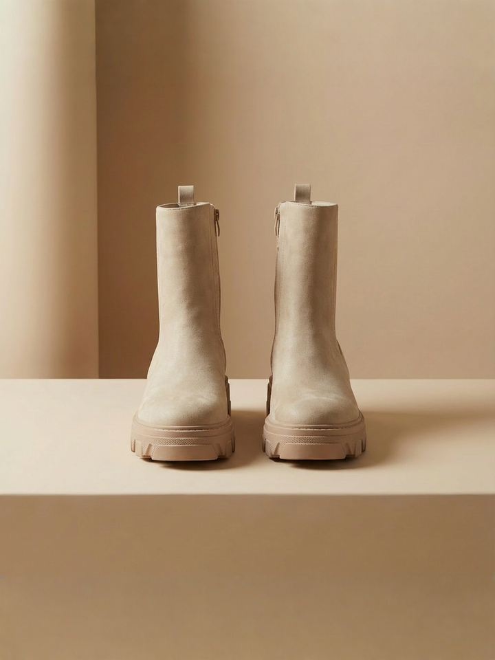 Damen Chunky Stiefel | Mittelhohe Boots mit robuster Profilsohle, seitlichem Reißverschluss und bequemem Schnitt für Alltag und Freizeit
