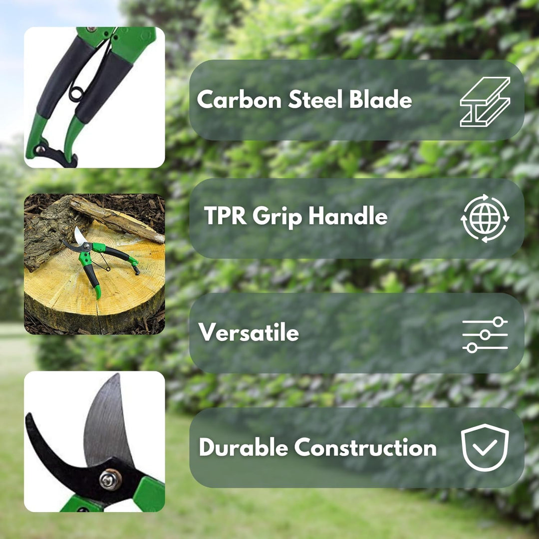 Bypass Gartenschere aus Kohlenstoffstahl | Präzisionsschere mit Softgrip-Griffen | Antihaft-Klinge für Blumen, Sträucher &amp; Äste