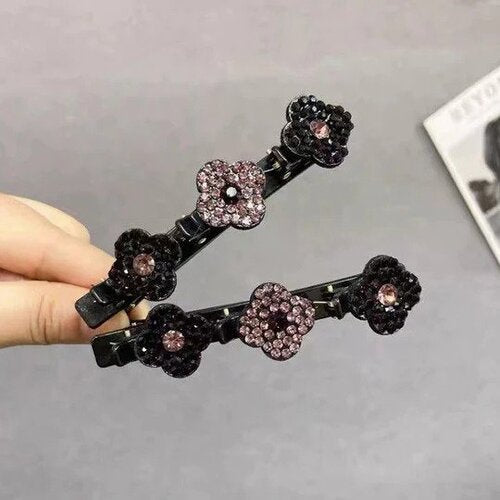 Geflochtene Haarspange mit Strass-Steinen | eleganter Haarclip mit starkem Halt | für Alltag &amp; besondere Anlässe
