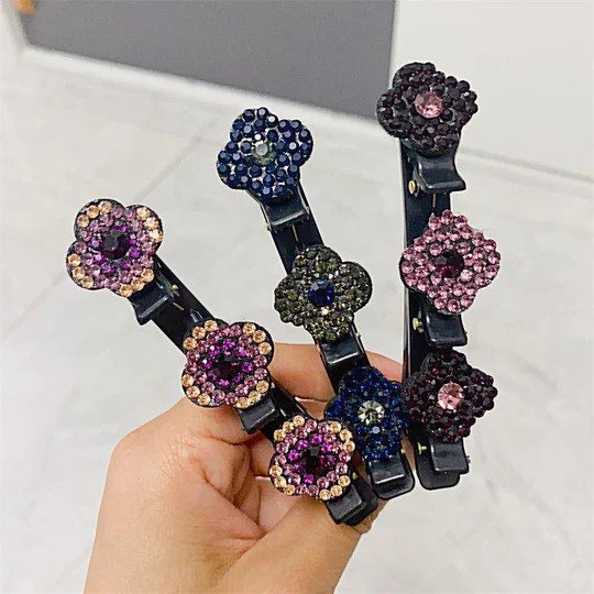 Geflochtene Haarspange mit Strass-Steinen | eleganter Haarclip mit starkem Halt | für Alltag &amp; besondere Anlässe