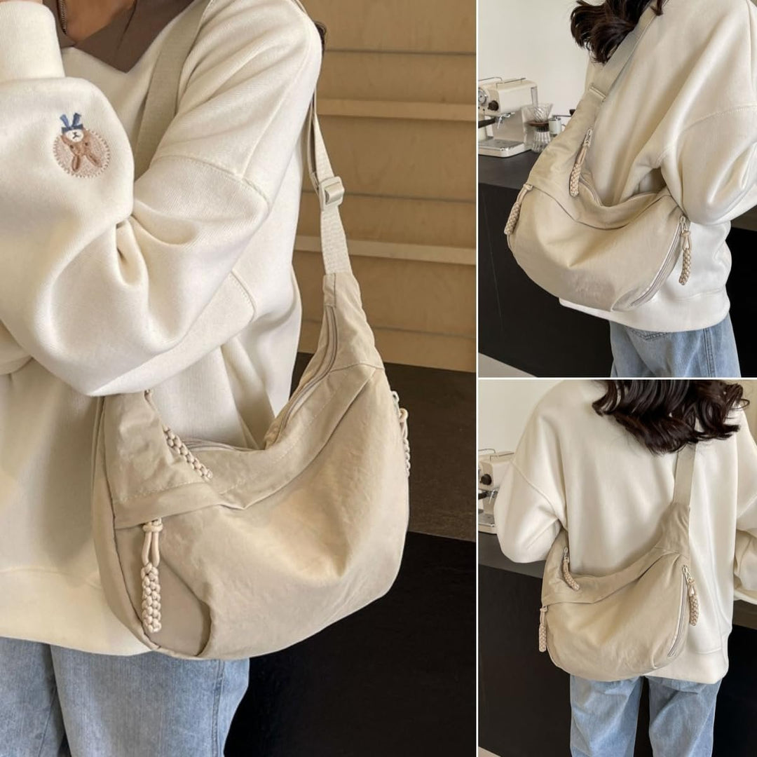 Nylon-Umhängetasche | Leichte Schultertasche mit mehreren Reißverschlussfächern und verstellbarem Schulterriemen