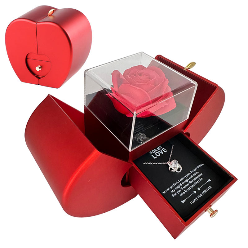 Rose Apple Jewelry Box™ | With eternal rose necklace