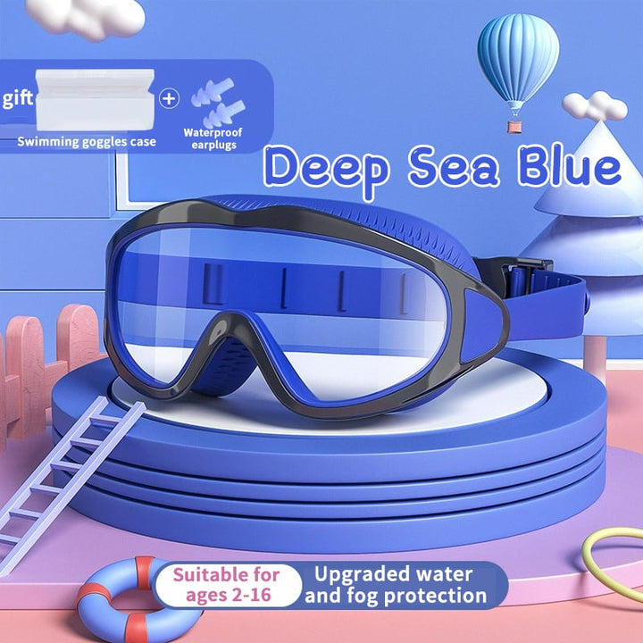 Kinder Schwimmbrille | Wasserdicht &amp; Antibeschlag | UV-Schutz | Großer Rahmen | 6–14 Jahre