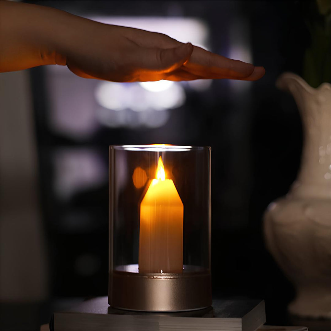 LED Kerzenlampe kabellos mit Gestensteuerung | Dimmbares warmweißes Licht | 6–8 Std. Akkulaufzeit, 8,6 x 13 cm