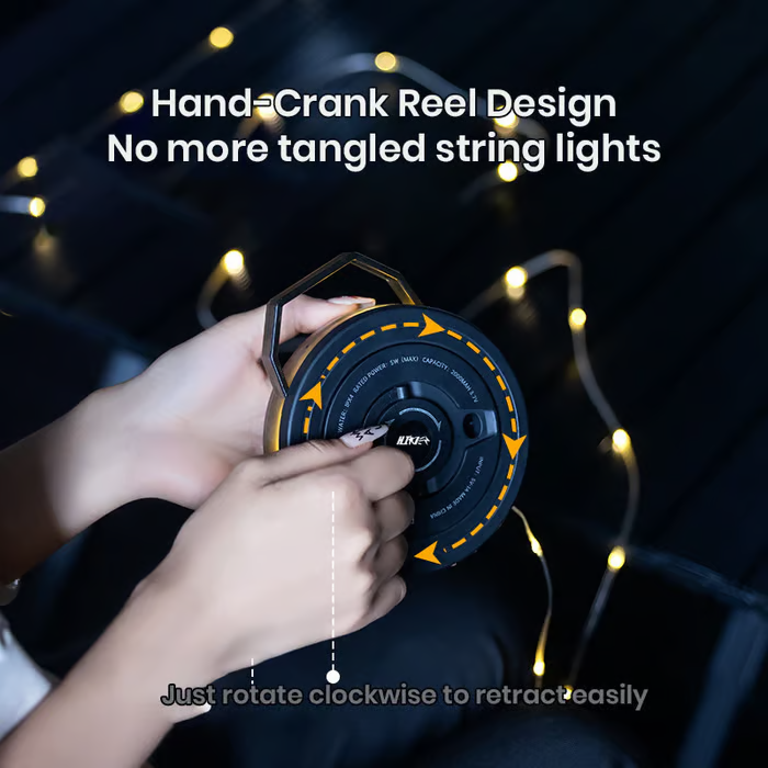 Tangle-free camping lamp with retractable cable | USB-C rechargeable, IPX4 | 14 hours lighting time &amp; 3 modes