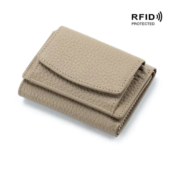 RFID-blocking mini wallet compact | Many card slots + coin pocket with zipper | Hidden compartment | 14 colors
