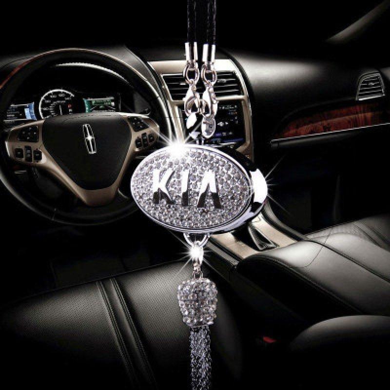 Ciondolo per specchietto retrovisore auto con cristallo | Lega di zinco e strass | Decorazione scintillante con ciondolo profumato, idea regalo