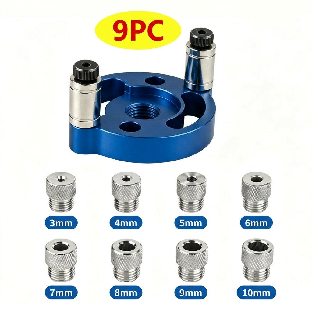 Präzisions-Bohrschablone aus Aluminium &amp; gehärtetem Stahl | Selbstzentrierende Bohrhilfe für Holzverbindungen | 6–10 mm
