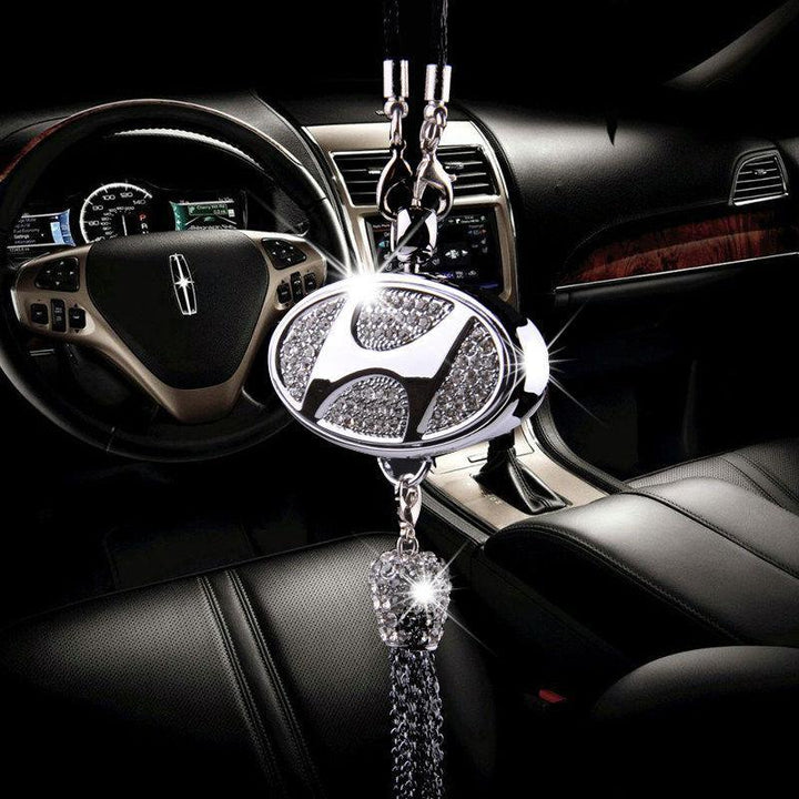 Ciondolo per specchietto retrovisore auto con cristallo | Lega di zinco e strass | Decorazione scintillante con ciondolo profumato, idea regalo