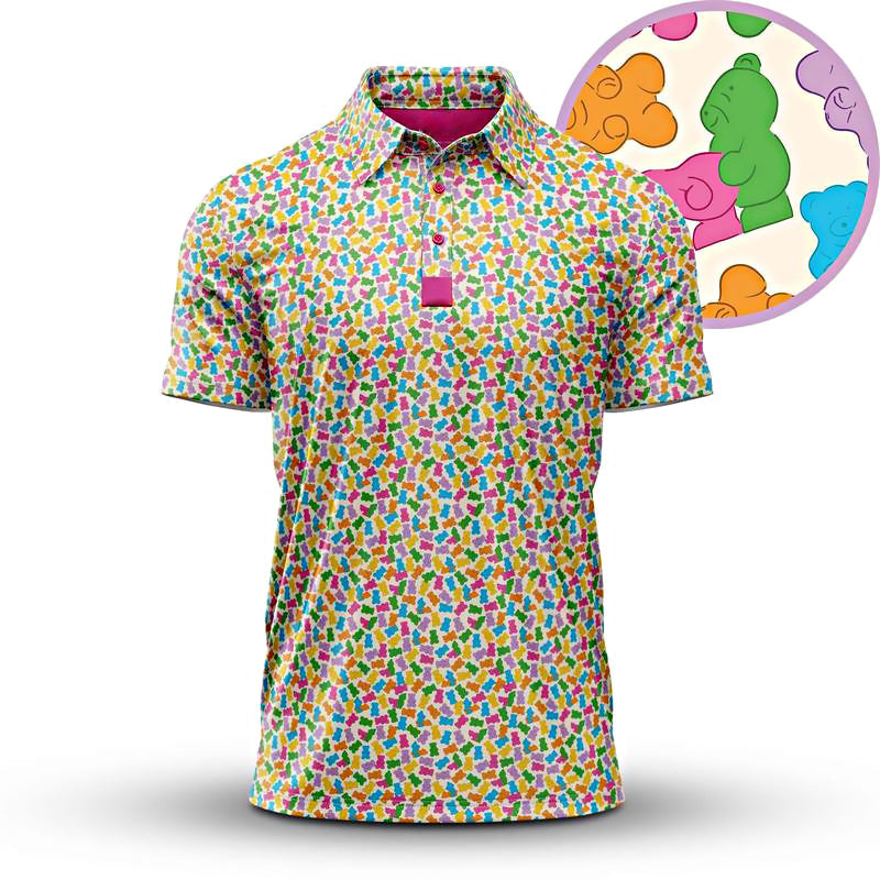 Herren Poloshirt mit Print | Atmungsaktives Stretch Polo im Slim Fit | Freizeitshirt für Alltag, Urlaub &amp; Freizeit
