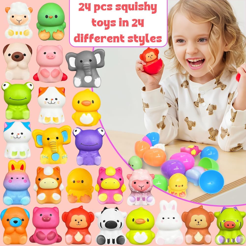 🔥Easter best gift 50% OFF-🎁24 pieces filled Easter eggs slowly rising squishy toys