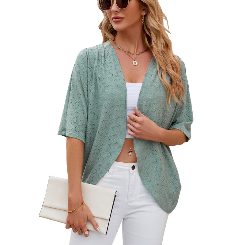 Damen Cardigan mit 3/4-Ärmeln | Leichter offener Strick-Cardigan | Weiche Übergangsjacke für Frühling, Sommer &amp; Herbst