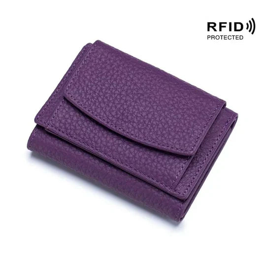 RFID-blocking mini wallet compact | Many card slots + coin pocket with zipper | Hidden compartment | 14 colors