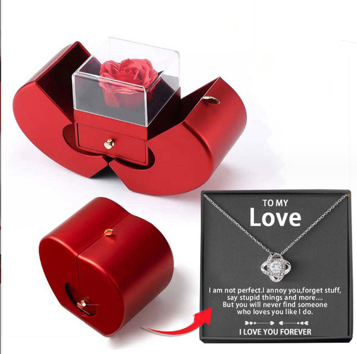 Rose Apple Jewelry Box™ | With eternal rose necklace