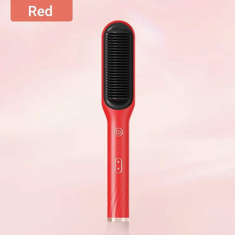 Hair straightening brush with ions | Anti-frizz comb | Quick straightener for all hair types