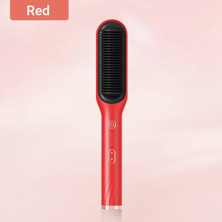 Hair straightening brush with ions | Anti-frizz comb | Quick straightener for all hair types