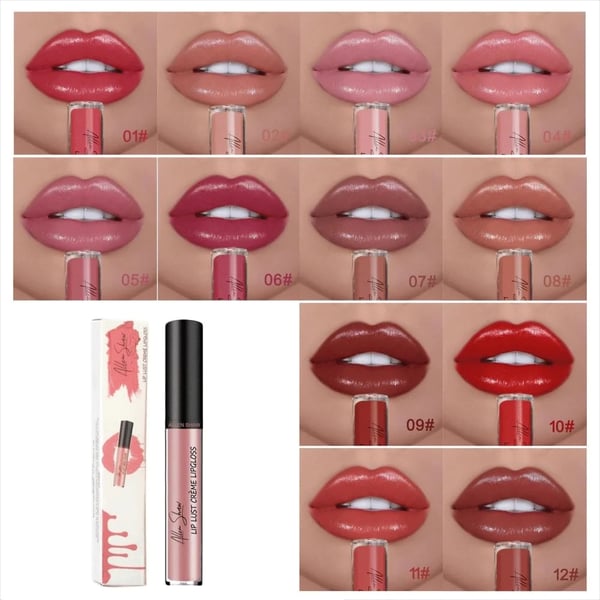 Creme-Lippenstift 12 Farben | Intensive Deckkraft mit pflegendem Finish | Cremige Textur, feuchtigkeitsspendend &amp; langanhaltend