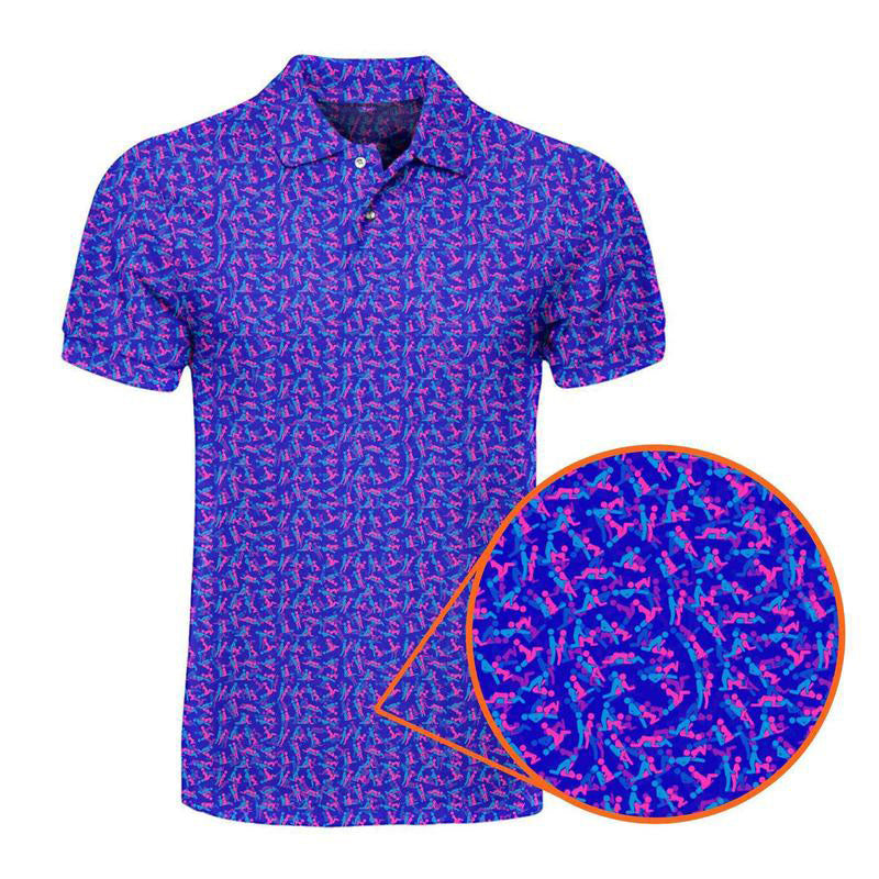 Herren Poloshirt mit Print | Atmungsaktives Stretch Polo im Slim Fit | Freizeitshirt für Alltag, Urlaub &amp; Freizeit