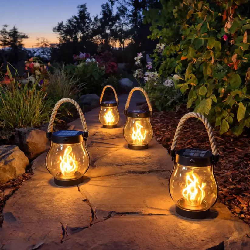 Solar Laterne | Wetterfeste Gartenleuchte mit flackerndem Flammeneffekt
