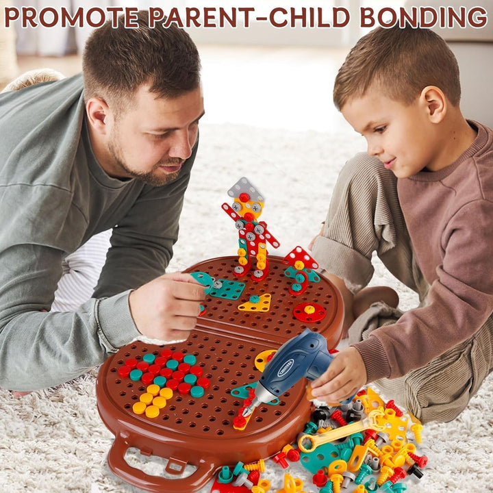 BauBohrer™ Montessori Bau- &amp; Bohrset | 2D &amp; 3D Kreativspiel | Fördert STEM-Fähigkeiten &amp; Feinmotorik
