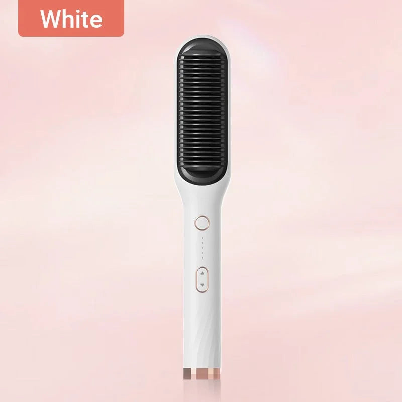Hair straightening brush with ions | Anti-frizz comb | Quick straightener for all hair types