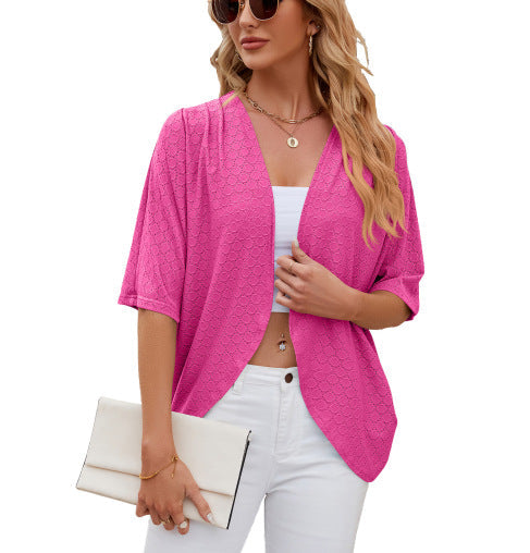 Damen Cardigan mit 3/4-Ärmeln | Leichter offener Strick-Cardigan | Weiche Übergangsjacke für Frühling, Sommer &amp; Herbst