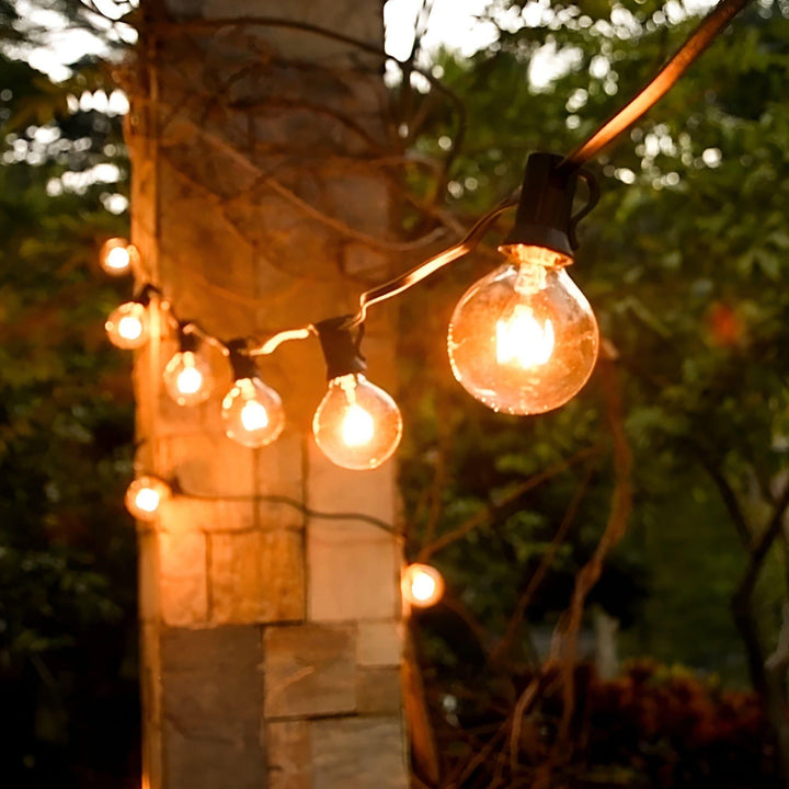 Lichterkette außen mit Globus-Lampen 15 m / 30 m | Warmweißes Licht mit 220 V für Garten, Terrasse, Hochzeit und Party