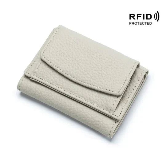 RFID-blocking mini wallet compact | Many card slots + coin pocket with zipper | Hidden compartment | 14 colors
