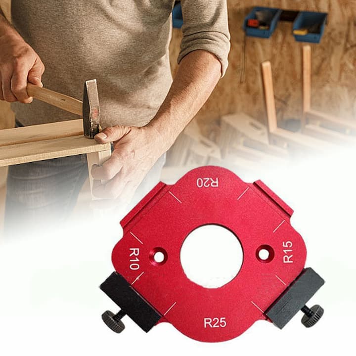 Oberfräsen-Eckenschablonen 4-in-1 aus Aluminium – CornerCommand für perfekte Radien R30–R50 | Präzise Ausrichtung | Robust