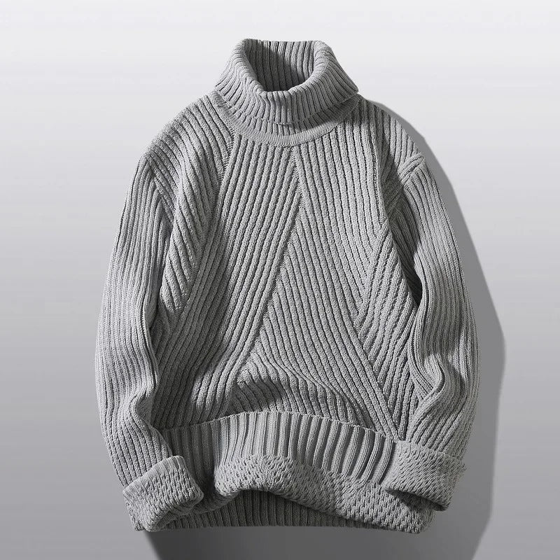 Herren Winter Rollkragenpullover aus Rippstrick | Warmer Pullover mit hohem Kragen, weicher Stoffqualität und lockerer Passform
