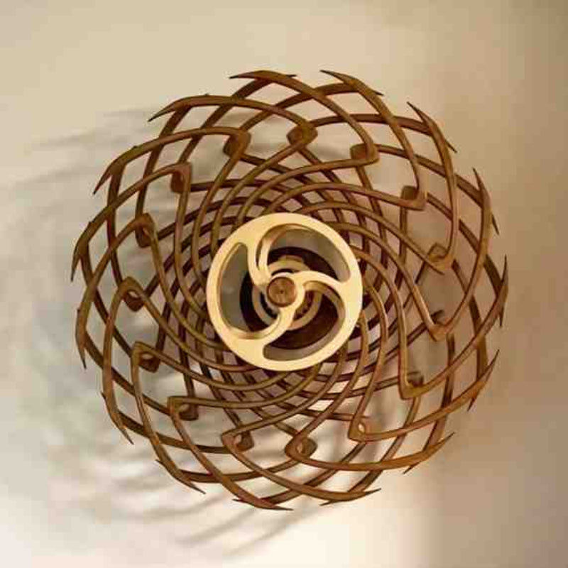 Kinetic Wood Sculpture with Spring Mechanism | Moving Wall or Table Decoration as Art Object | Handmade, Polished &amp; Coated