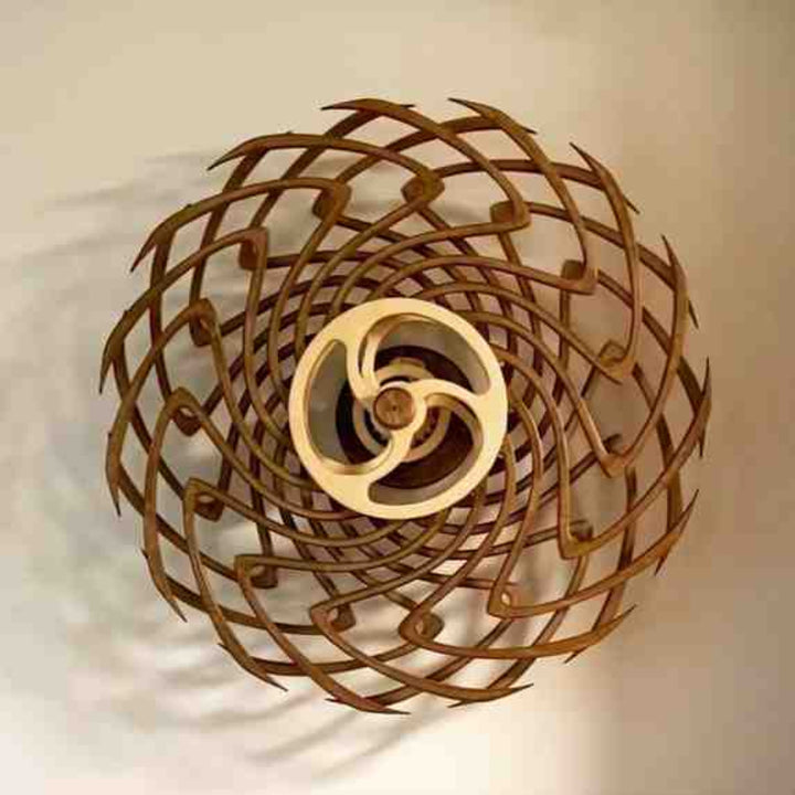 Kinetic Wood Sculpture with Spring Mechanism | Moving Wall or Table Decoration as Art Object | Handmade, Polished &amp; Coated