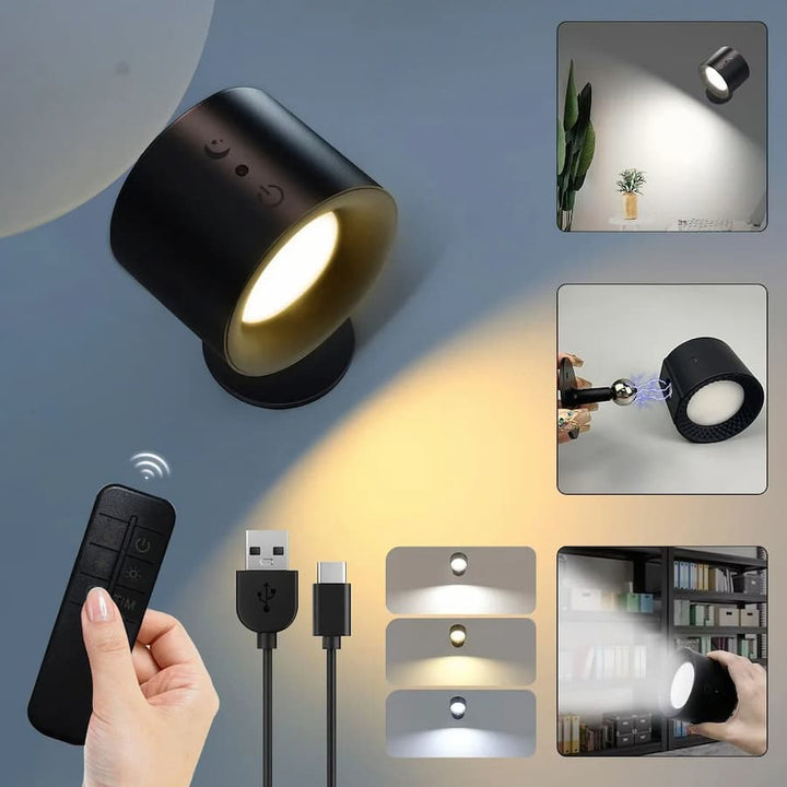 Magnetische LED-Wandleuchte mit Fernbedienung | Dimmbares Akku-Licht mit 3 Lichtfarben und Touch-Steuerung