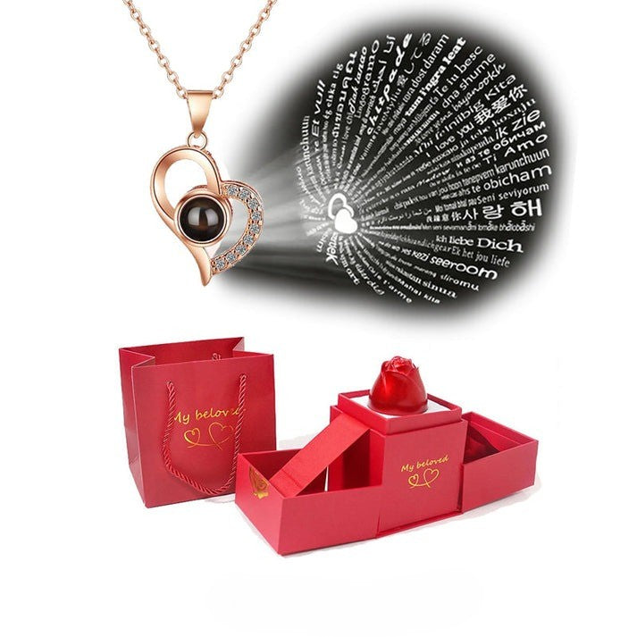 Projektionskette mit Fotoprojektion | Farbe Gold oder Silber | Romantisches Geschenk für Partnerin | Alltagstauglich &amp; elegant