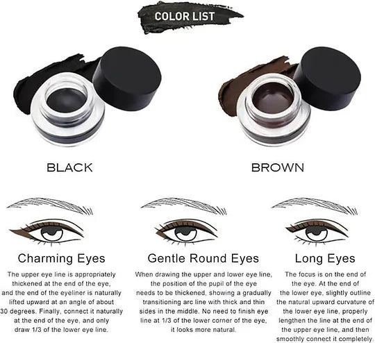 Eyeliner Set mit Creme | Gebogene Präzisionsspitze für saubere Lines | Wasserfest &amp; langanhaltend | Rutschfester Griff