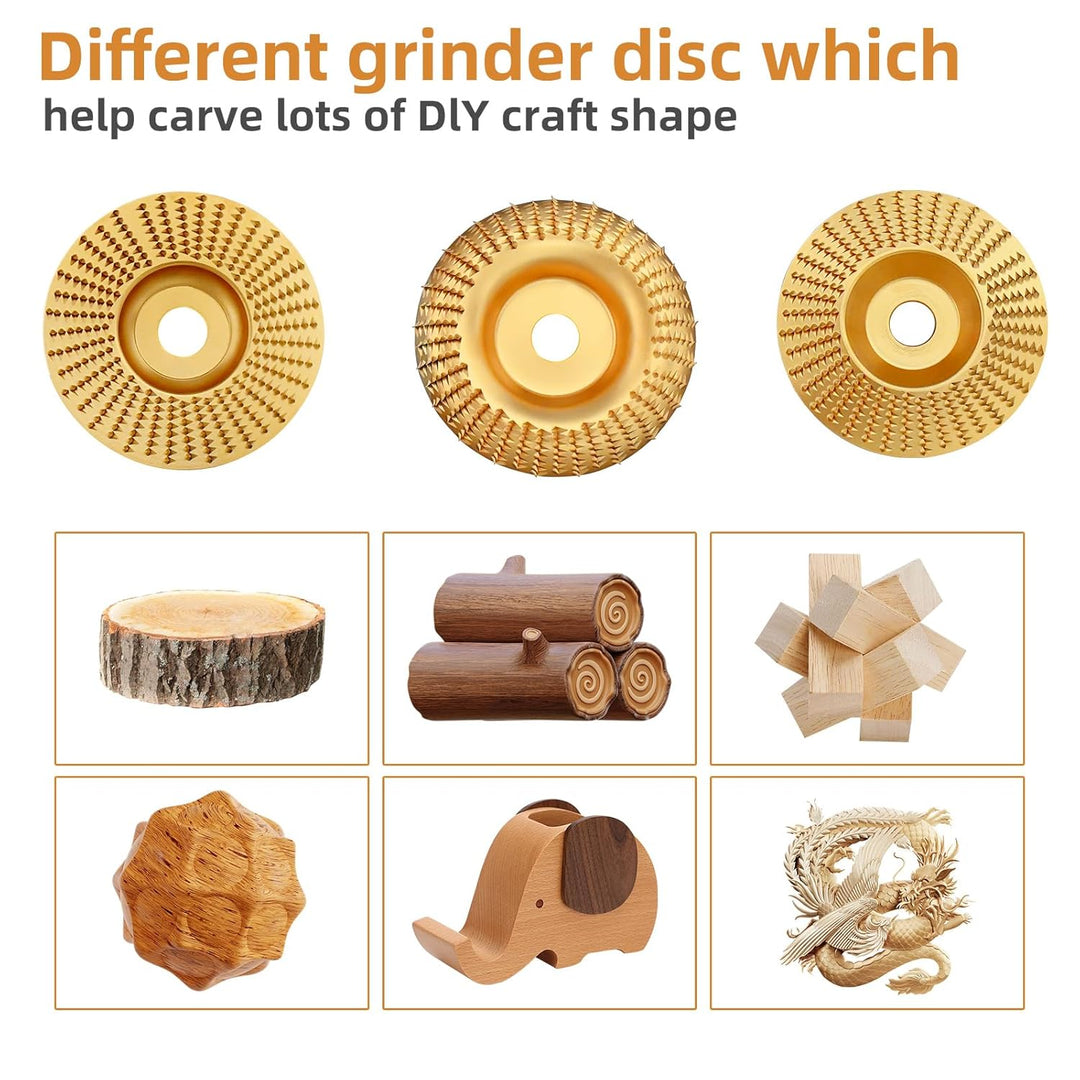 Holzschleifscheiben Set 3-teilig für Winkelschleifer | Carbonstahl für Schnitzen, Formen &amp; Glätten | GrindCraft