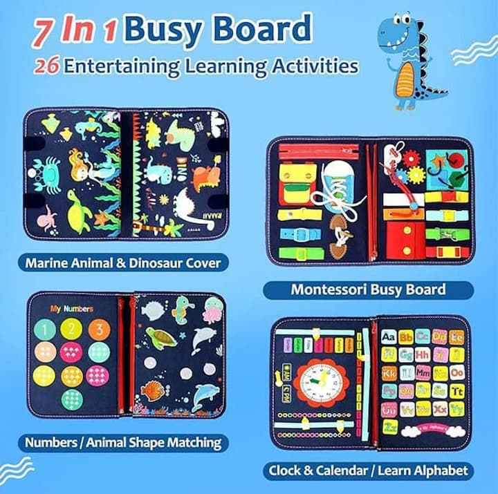 BusyBook™ Montessori busy book | Promotes fine motor skills &amp; independence | 19 learning activities