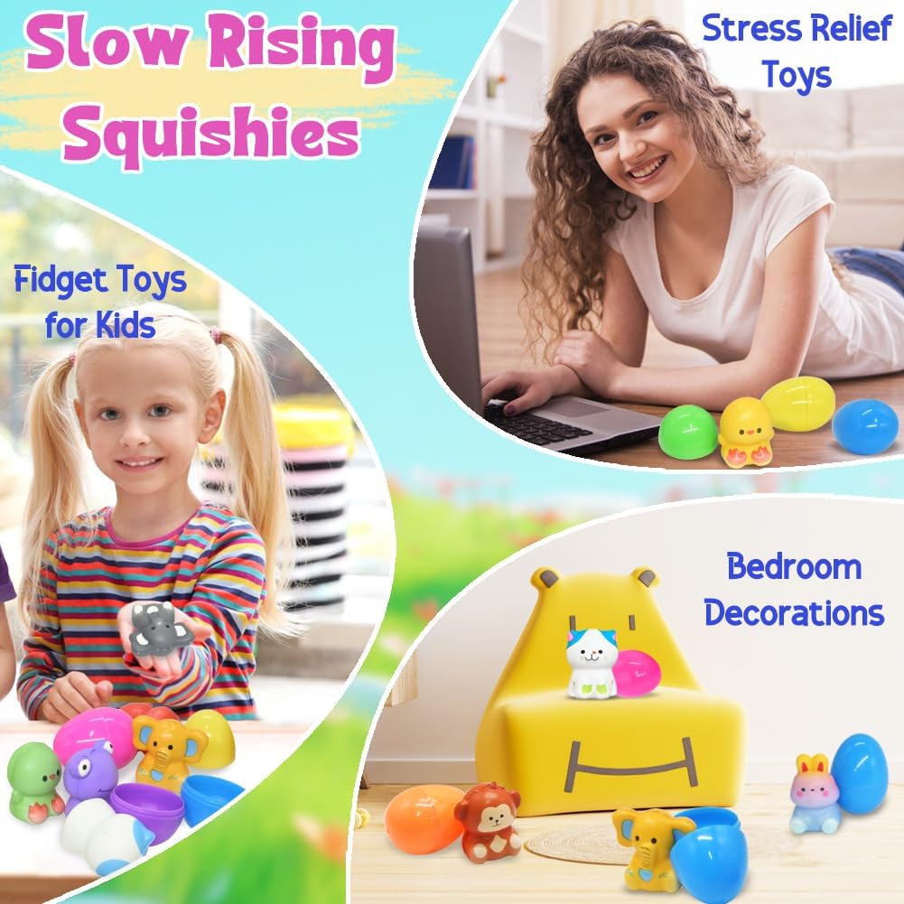 🔥Easter best gift 50% OFF-🎁24 pieces filled Easter eggs slowly rising squishy toys
