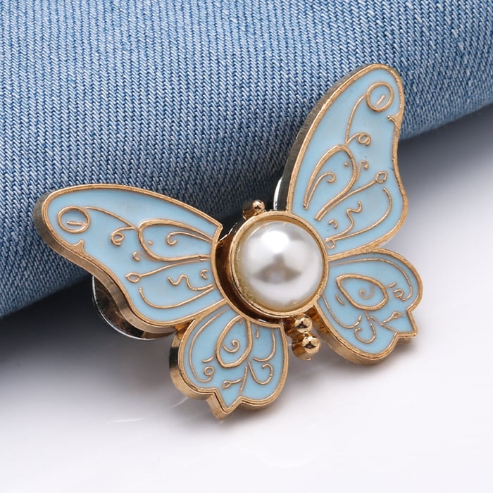 Clip per abbigliamento con design a farfalla per vita e fissaggio bottoni | Senza cuciture, chiusura resistente | Riutilizzabile e antiruggine | 4,1 cm | 7 colori
