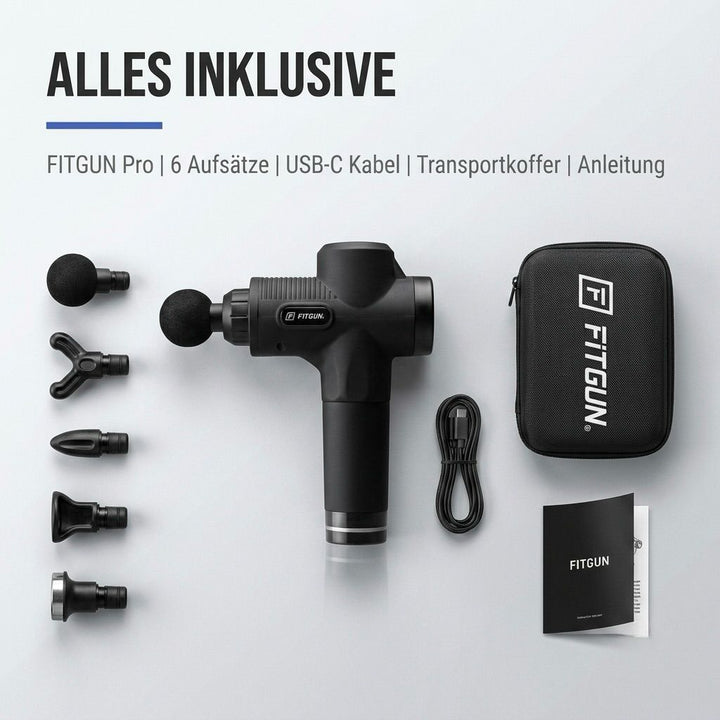Massagepistole | 30 Intensitätsstufen, 6 Massageköpfe und 6 Stunden Akkulaufzeit