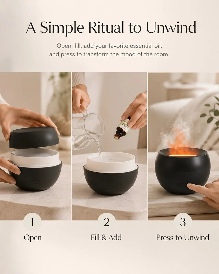Aroma Diffusor | Flammenähnlicher Ultraschall-Diffusor mit LED-Licht und 150 ml Wassertank