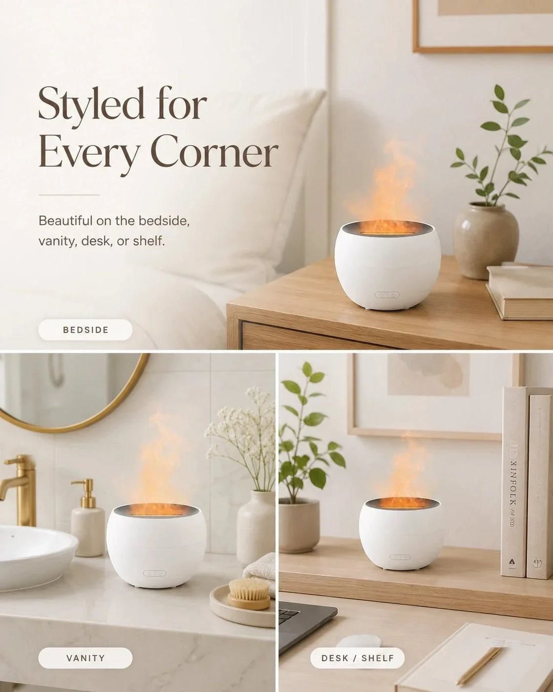Aroma Diffusor | Flammenähnlicher Ultraschall-Diffusor mit LED-Licht und 150 ml Wassertank