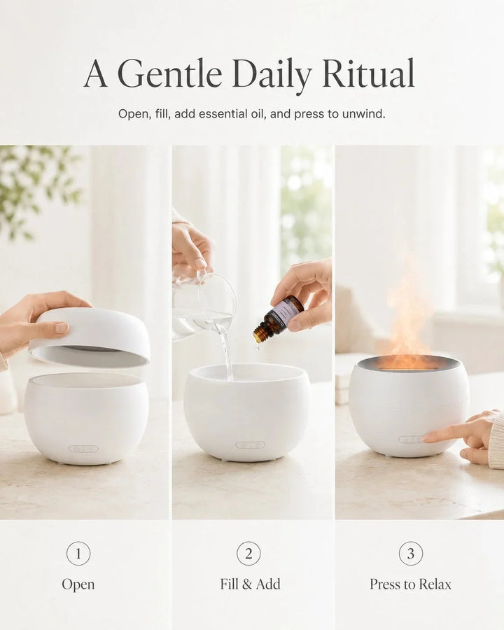 Aroma Diffusor | Flammenähnlicher Ultraschall-Diffusor mit LED-Licht und 150 ml Wassertank