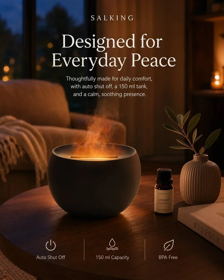 Aroma Diffusor | Flammenähnlicher Ultraschall-Diffusor mit LED-Licht und 150 ml Wassertank