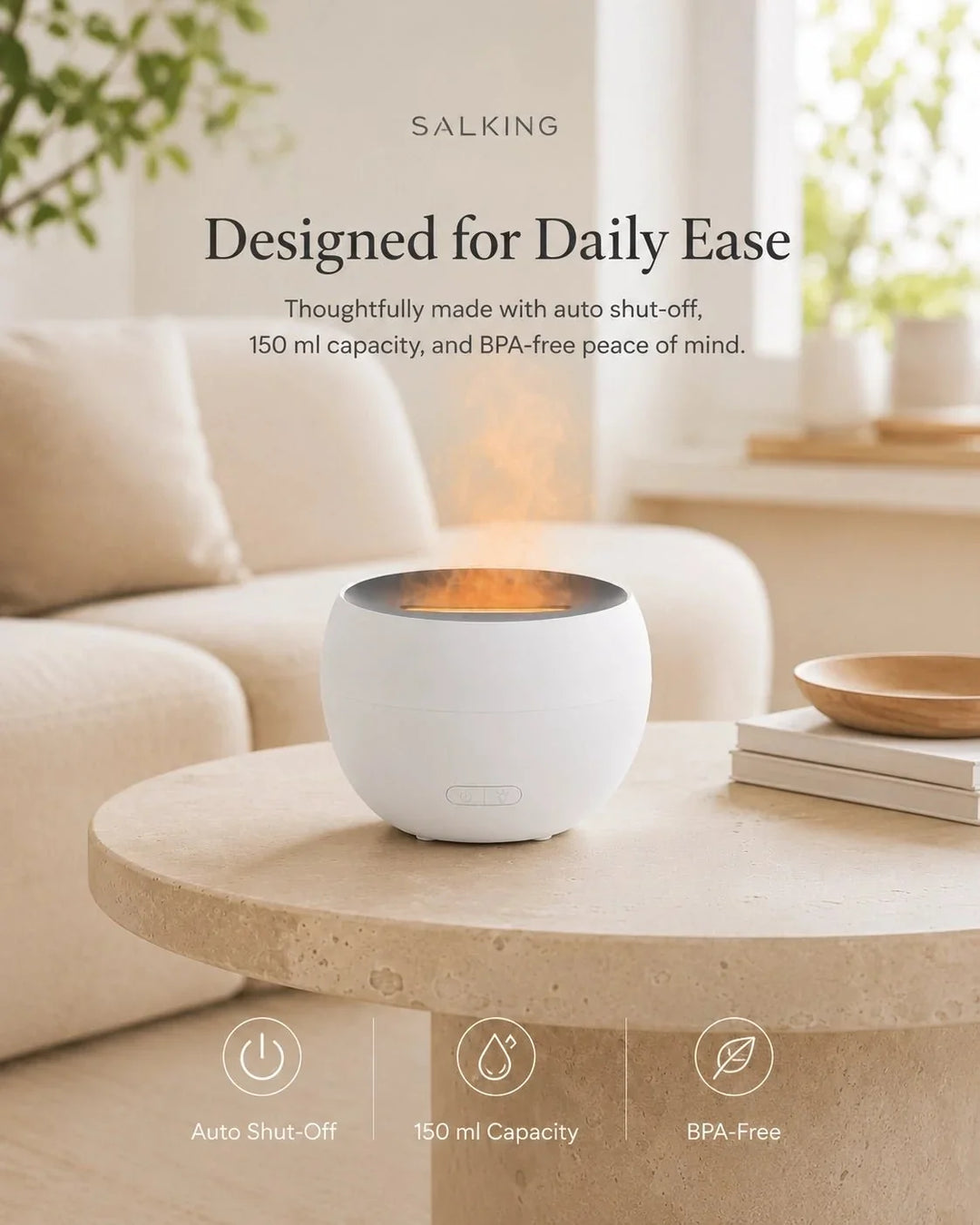 Aroma Diffusor | Flammenähnlicher Ultraschall-Diffusor mit LED-Licht und 150 ml Wassertank