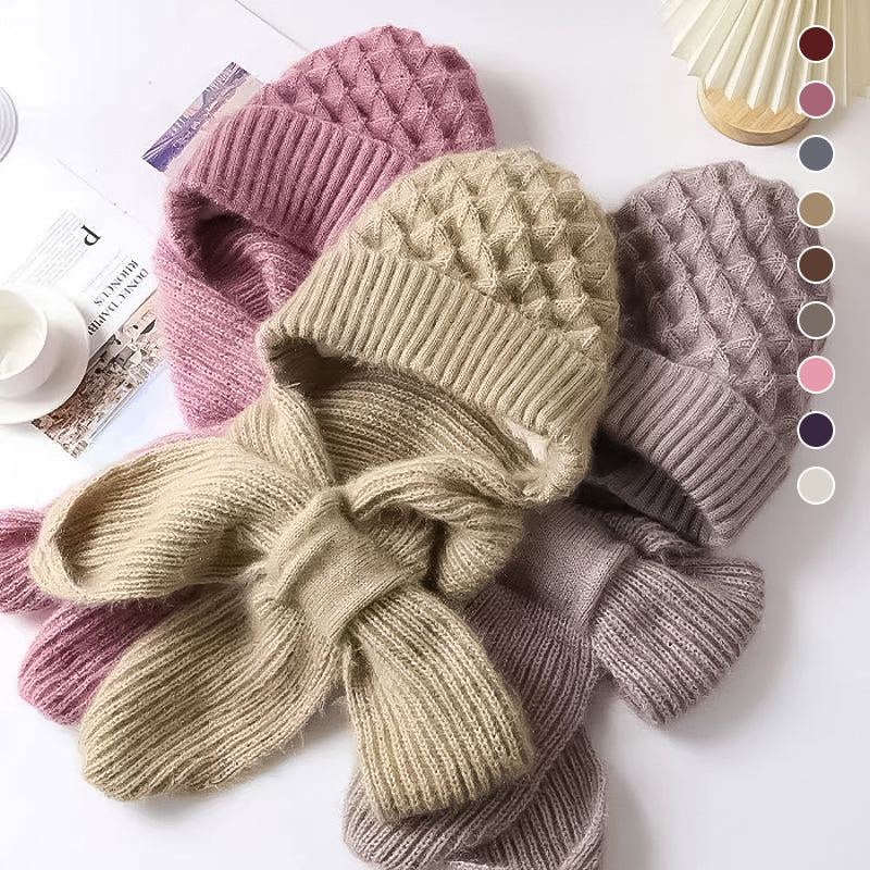 Damen Mütze und Schal Set für Winter | Warmes Strickset aus weichem Material für Alltag, Freizeit und kalte Wintertage