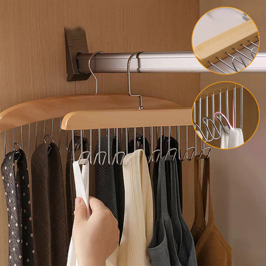 Anti-Rutsch Mehrfach-Kleiderhaken mit 8 Haken | Stahl &amp; Holz | Für Jacken, Taschen, Schals &amp; Dessous | 18,5 × 28 cm