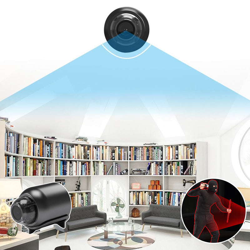 Mini caméra intérieure Wi-Fi 1080p avec vision nocturne | Détection de mouvement &amp; alertes push | Visualisation en direct via app avec audio | microSD 64 Go incluse
