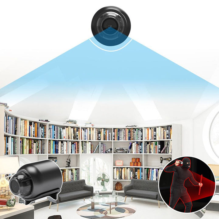 Mini caméra intérieure Wi-Fi 1080p avec vision nocturne | Détection de mouvement &amp; alertes push | Visualisation en direct via app avec audio | microSD 64 Go incluse