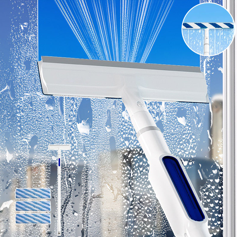 Fensterreiniger mit Teleskopstange &amp; Doppelabzieher | Streifenfreie Glasreinigung mit Sprühfunktion | Für Fenster &amp; Spiegel